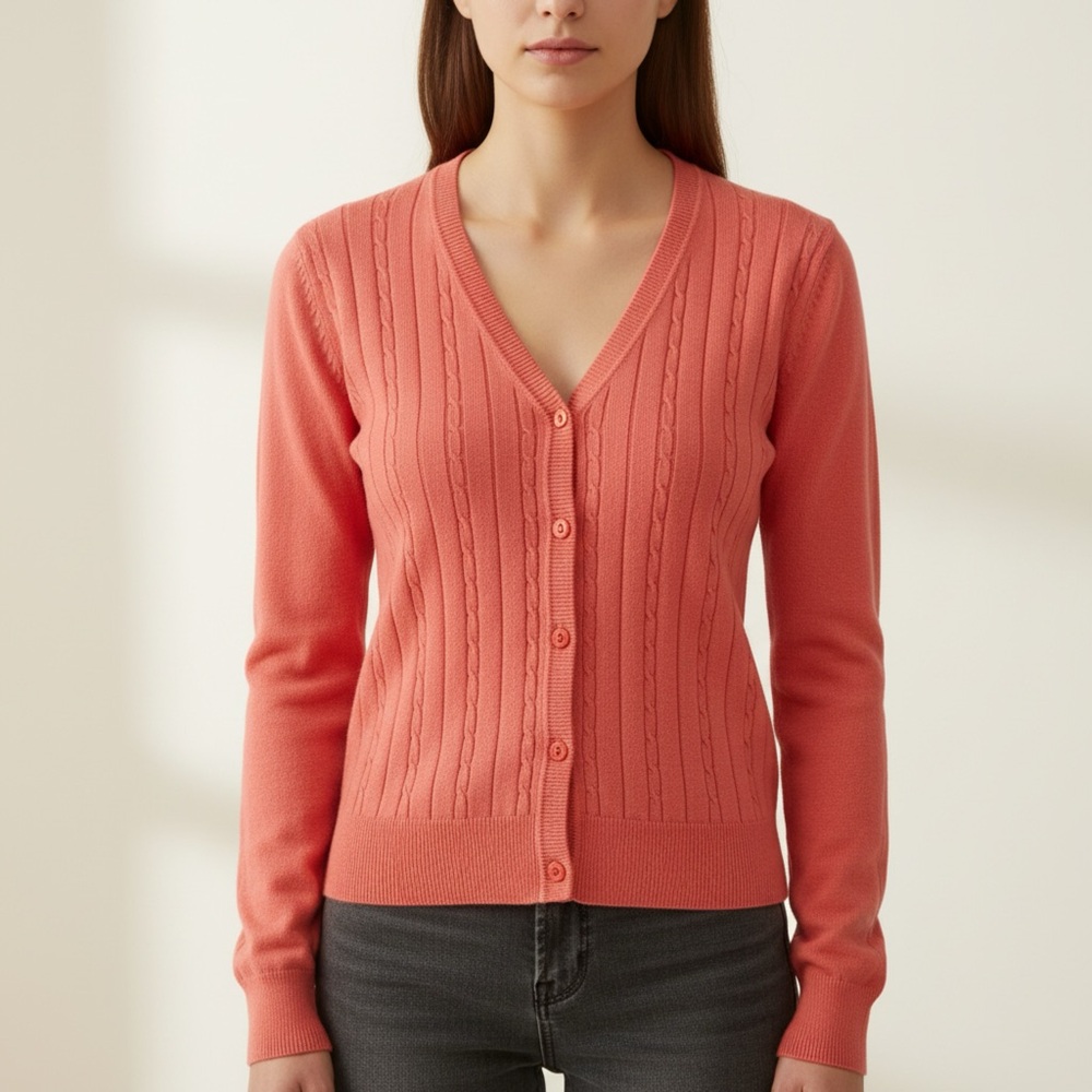 AMBIANCE | Red Orange Cardigan Sweater Sz M